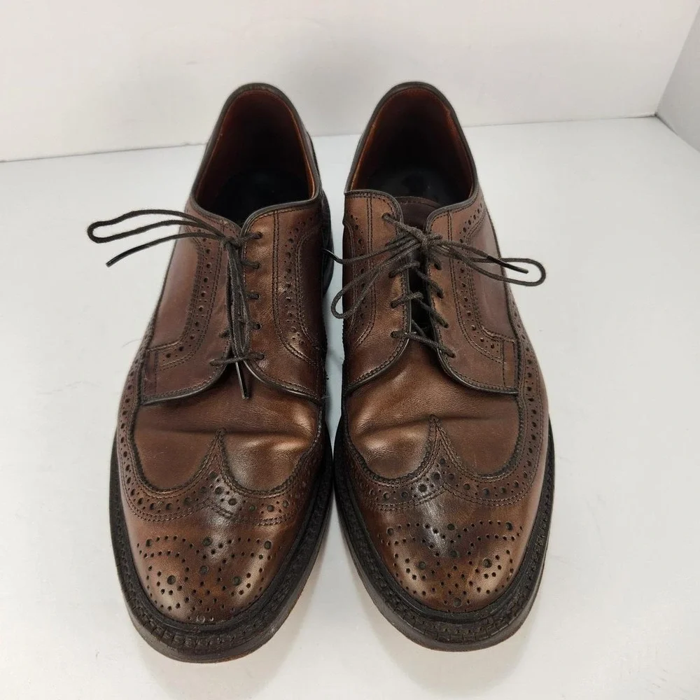 Allen Edmonds Men's 9D Brown Leather Wingtip Brogue Derby Dress Shoes USA